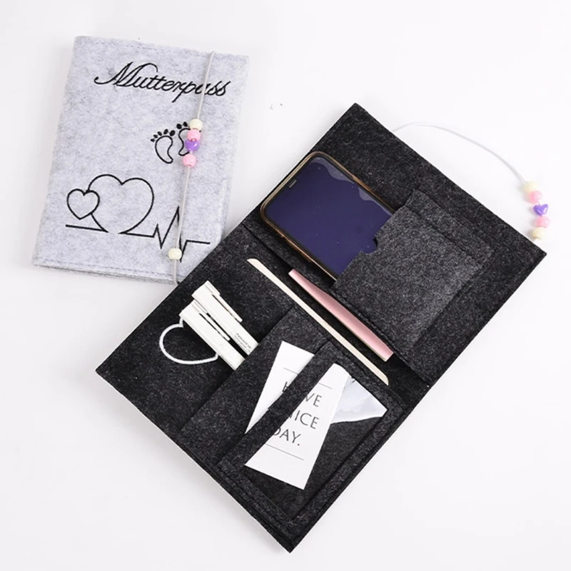 Cubierta protectora de registro de maternidad, cubierta de pasaporte alemán de fieltro hecha a mano para almacenar tarjeta de seguro de certificado de vacunación hospitalaria - imagen 2