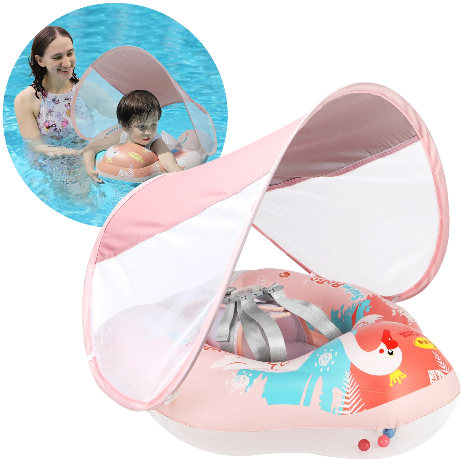 Swimbobo, nuevos actualizaciones, malla más asiento de seguridad, bolsillo, flotador de natación inflable para bebé, anillo flotante para niños, círculo, juguetes de verano