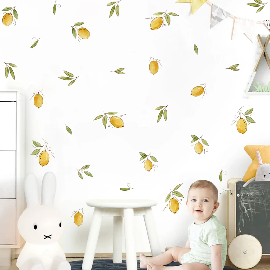 Vinilos hojas de limón – Decoración acuarela habitación infantil - imagen 3