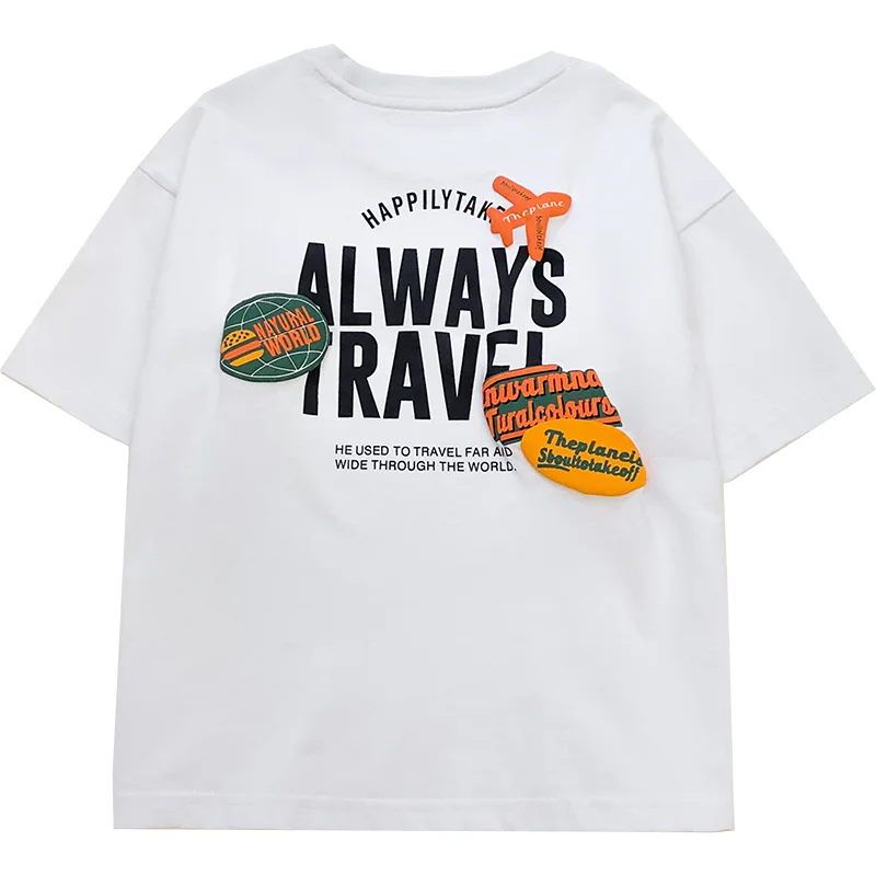 Camisetas de algodón para niños – Moda coreana extragrandes estampado - imagen 5