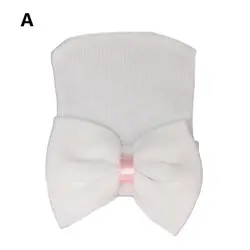 Gorro turbante rayado suave para bebé con lazo – guardería y hospital