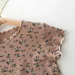 Pijama verano niña de seda helada con estampado floral color beige