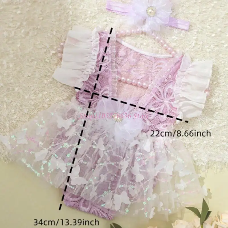 Fabil vestido de encaje floral elegante para recién nacida bautizo - imagen 2