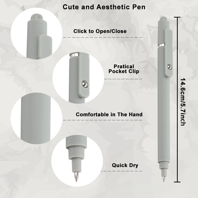12 bolígrafos de gel, bolígrafos de tinta negra de secado rápido de 0,5 mm, bolígrafos de escritura lisos de punta fina, bolígrafos retráctiles, bolígrafos estéticos para oficina - imagen 2