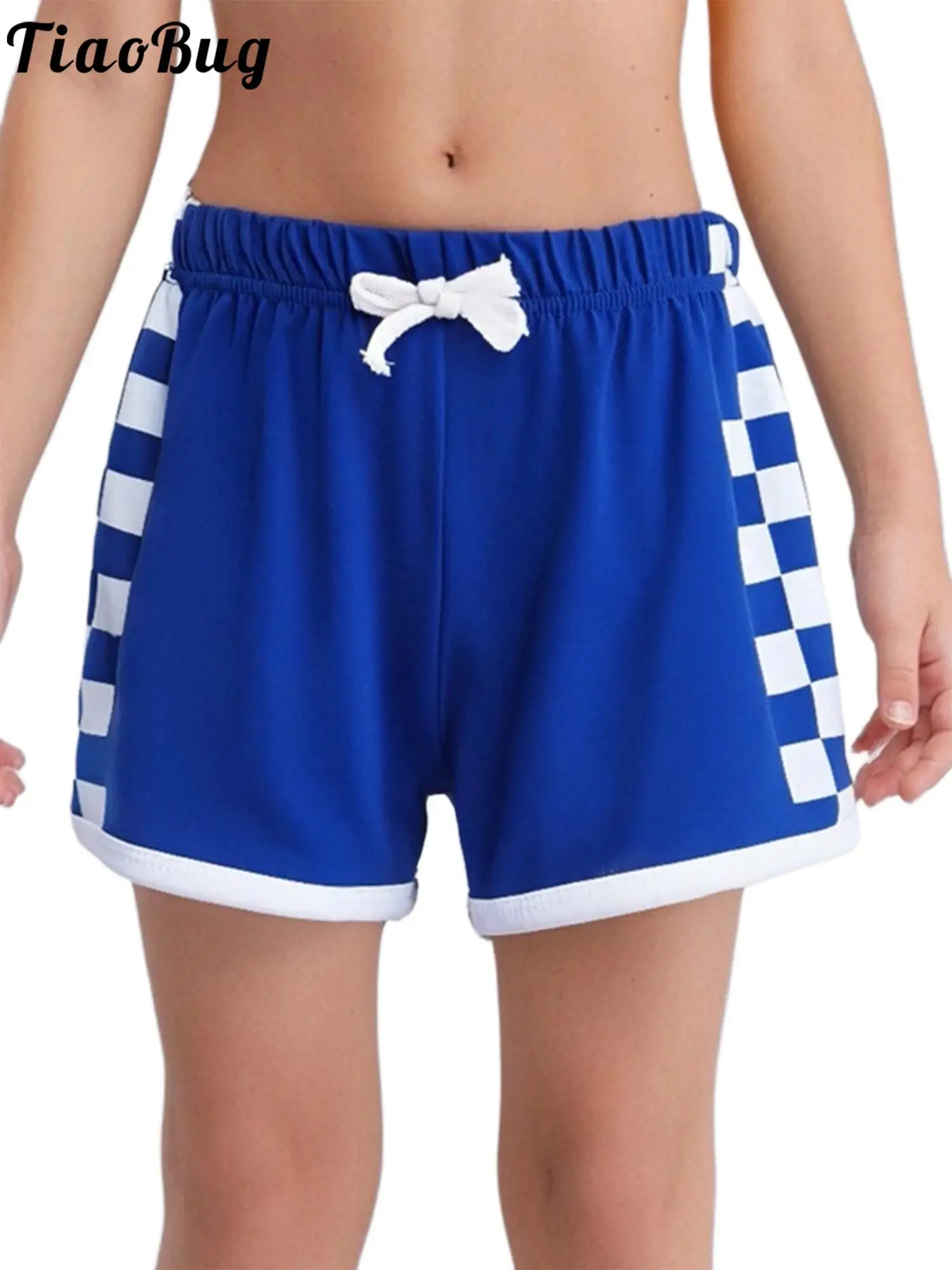 Pantalones cortos a cuadros con cintura elástica y lazo gimnasia - imagen 4