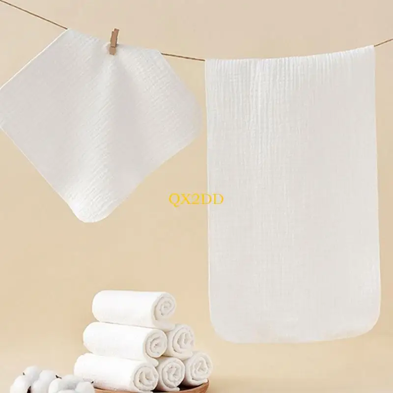 QX2D Toalla cuadrada algodón para bebé, paño limpieza para recién nacidos Color sólido, babero lactancia paño - imagen 4