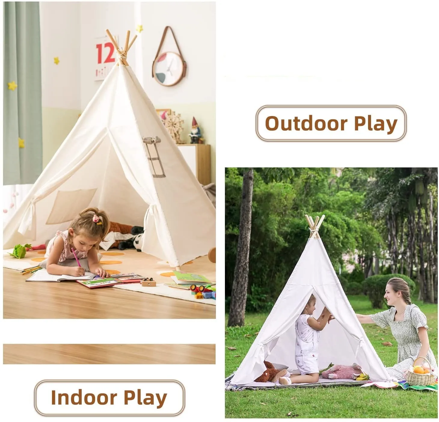 Tienda de campaña Wigwam para niños – Zona juegos interior - imagen 2