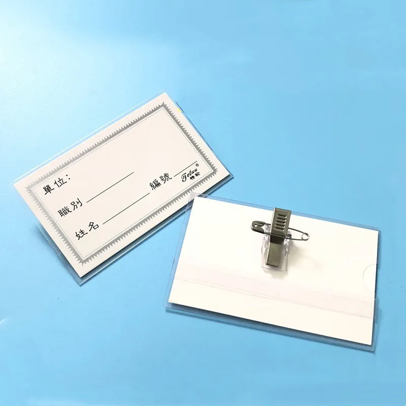 Pin de seguridad con Clip transparente, soporte para tarjeta de identificación, broche, insignia para negocios, oficina, conferencia, empleado, pase de nombre, 5 unidades