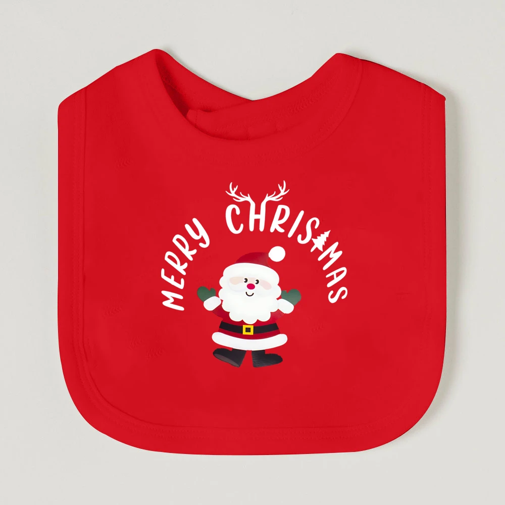 Babero navideño de algodón con muñeco nevado y Papá Noel para bebé - imagen 3