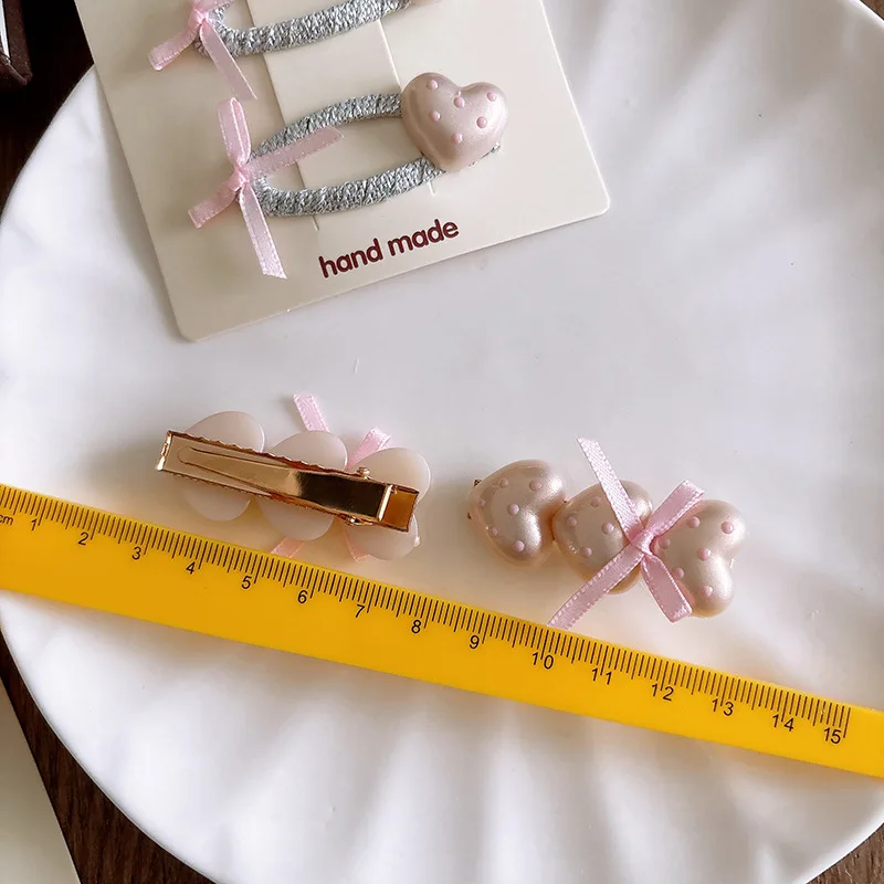 Nuevos y lazos para el cabello con forma de corazón de lunares de color rosa dulce: estilo coreano, versátiles, lindos y suaves, perfectos para niñas con un corazón femenino - imagen 3
