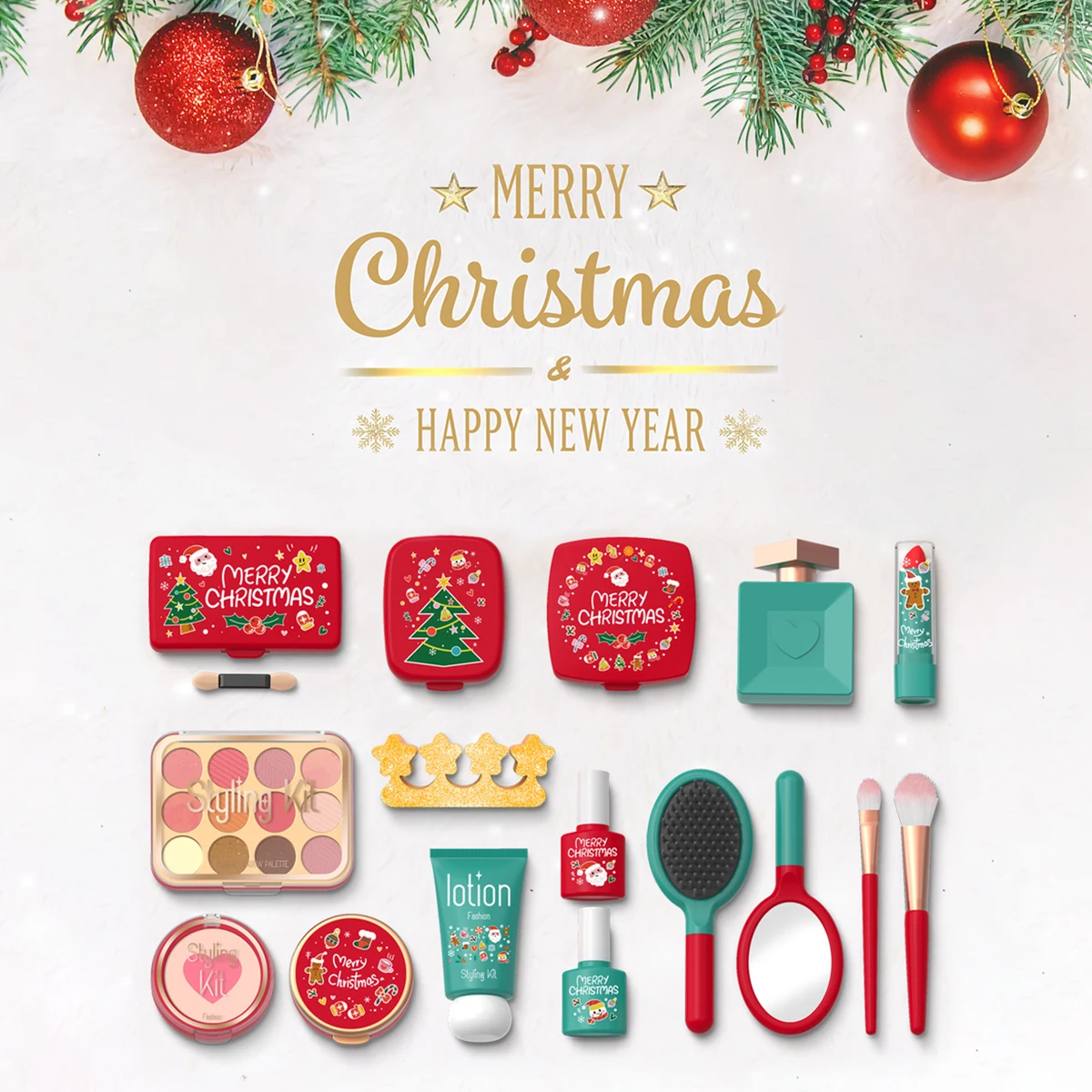 Regalos de Navidad, simulación cosmética para niñas, juegos de juguetes de maquillaje DIY, belleza, no Real, juego de simulación, juguetes para niñas y niños, Navidad - imagen 2