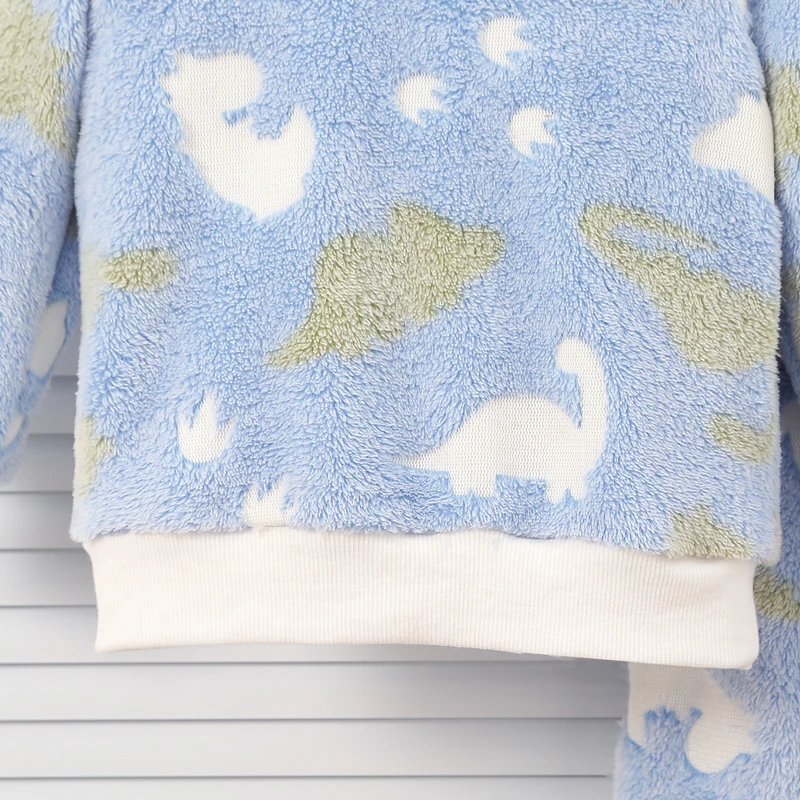 Conjunto de pijama cálido para bebé, de piel fluorescente nocturna de felpa para otoño/invierno, accesorios para niños cómodos y a la moda - imagen 5