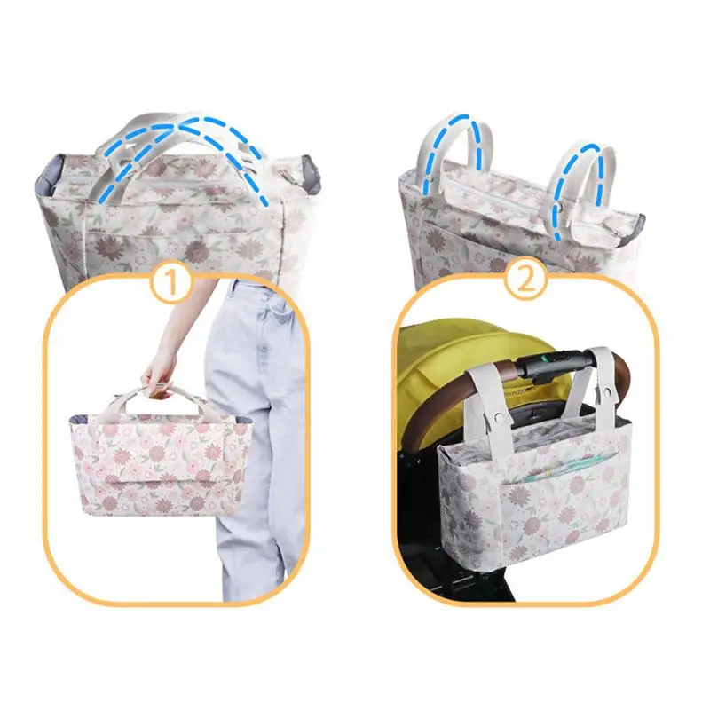 Bolsa de almacenamiento para cochecito, organizador portátil para cochecito, accesorios para coche de bebé, bolso para mamá con múltiples bolsillos, multifuncional - imagen 5