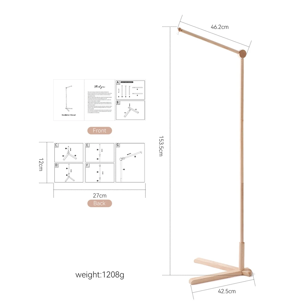 Sonajero de madera para bebé - Campana móvil en cama y cuna suave - imagen 2
