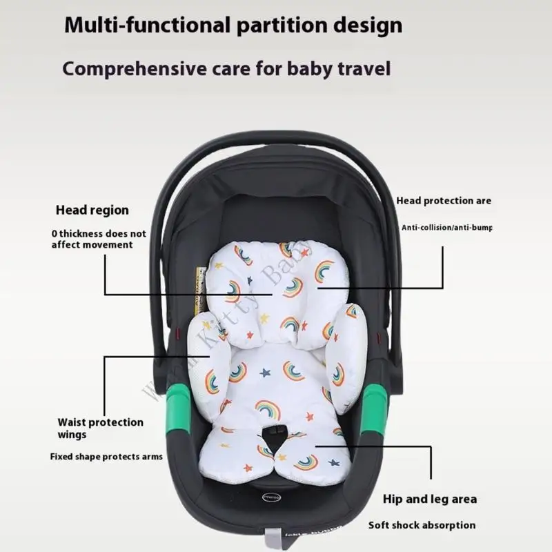 Cojín de asiento de coche de seguridad para bebé de doble cara de algodón suave, soporte para cabeza y cuerpo para recién nacidos, almohadilla de revestimiento para asiento de coche - imagen 4