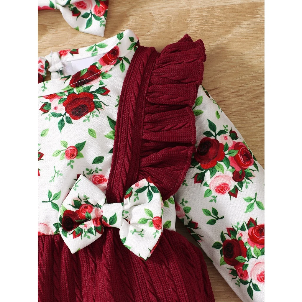 Disfraces de Navidad para niña, pelele de otoño/invierno para bebé de 0 a 18 meses, mono rojo de manga larga, estilo princesa, oruga para bebé - imagen 2
