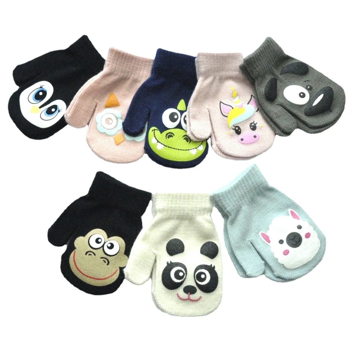 Guantes de invierno para niños punto cálido suave con animales - imagen 2