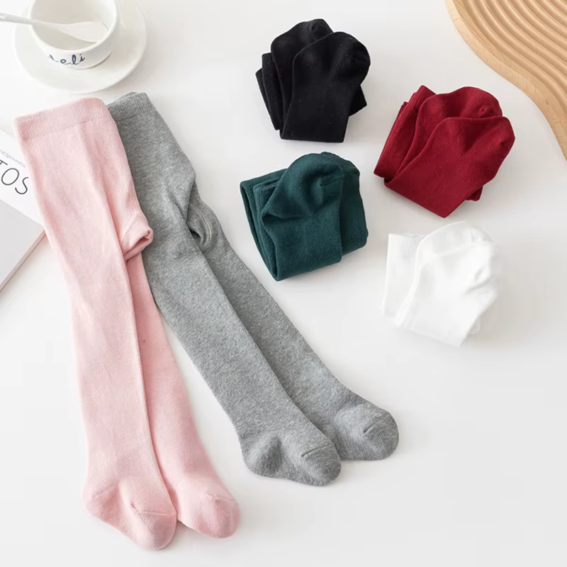 Pantimedias de cintura elástica para bebés – Color sólido y uso diario - imagen 2