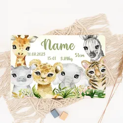 Caja de madera personalizada con animales del bosque para bebé