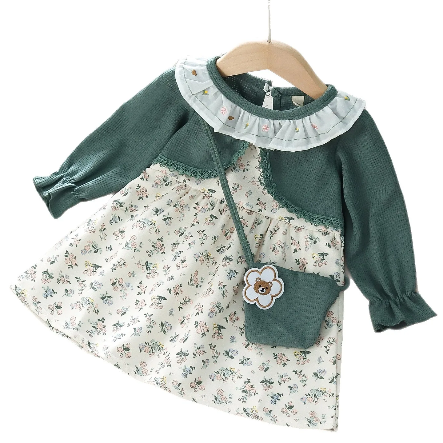 Vestido floral infantil manga larga – Conjunto adorable para niña - imagen 4