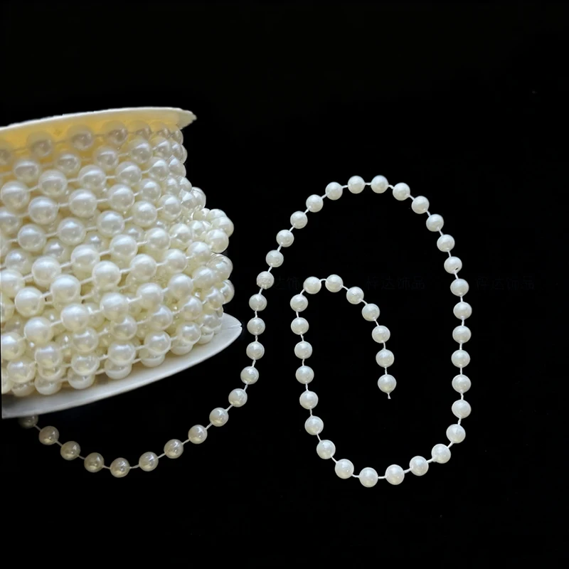 5 metros/juego de cadena de perlas blancas, tamaño disponible de 4/5/6mm, Material decorativo DIY, cortina de cuentas, embalaje de regalo Floral para fiesta de boda ZYF - imagen 2