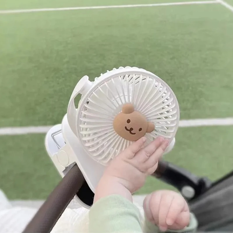 Ventilador portátil recargable para cochecito – Oso y conejito - imagen 2