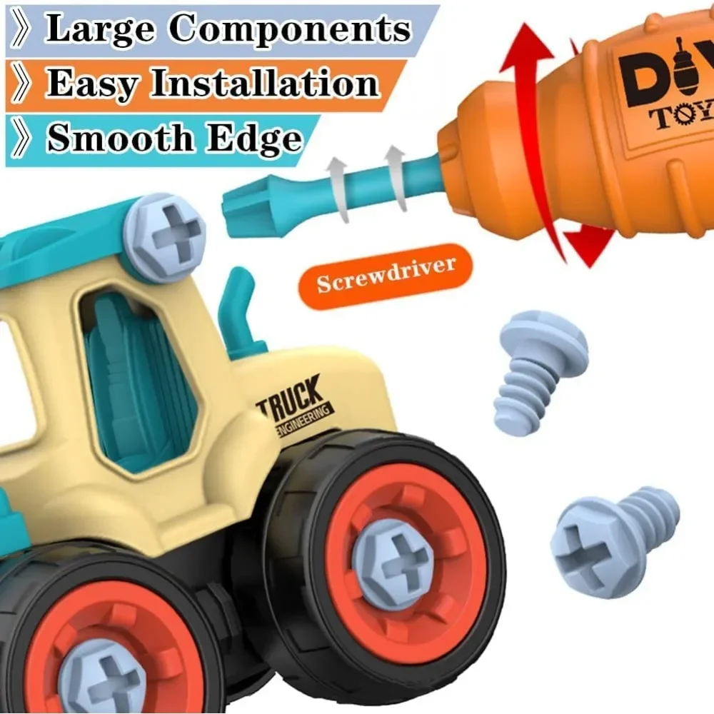 Juguete de construcción desmontable DIY con excavadora y grúa - imagen 2
