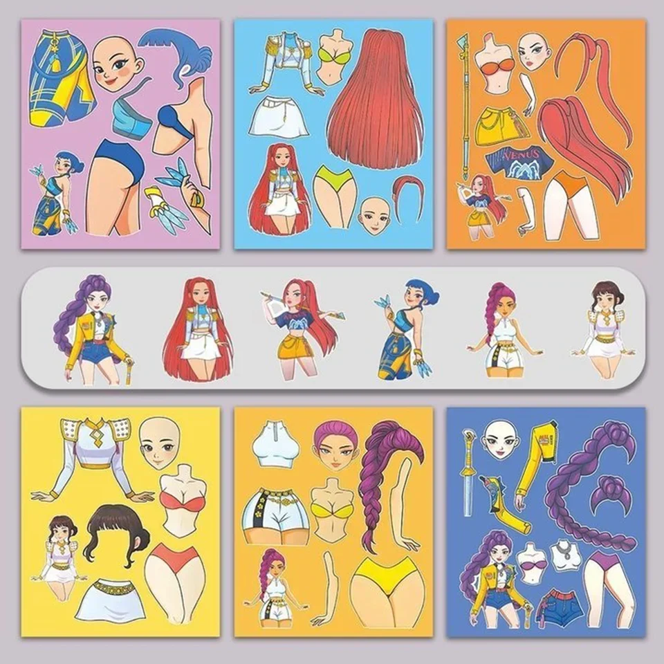 6/24 Uds. De cazadores de demonios Kpop creativos, pegatinas de rompecabezas de dibujos animados para niños, haz tu propio juego DIY, rompecabezas para niños, juguete para regalo educativo - imagen 4