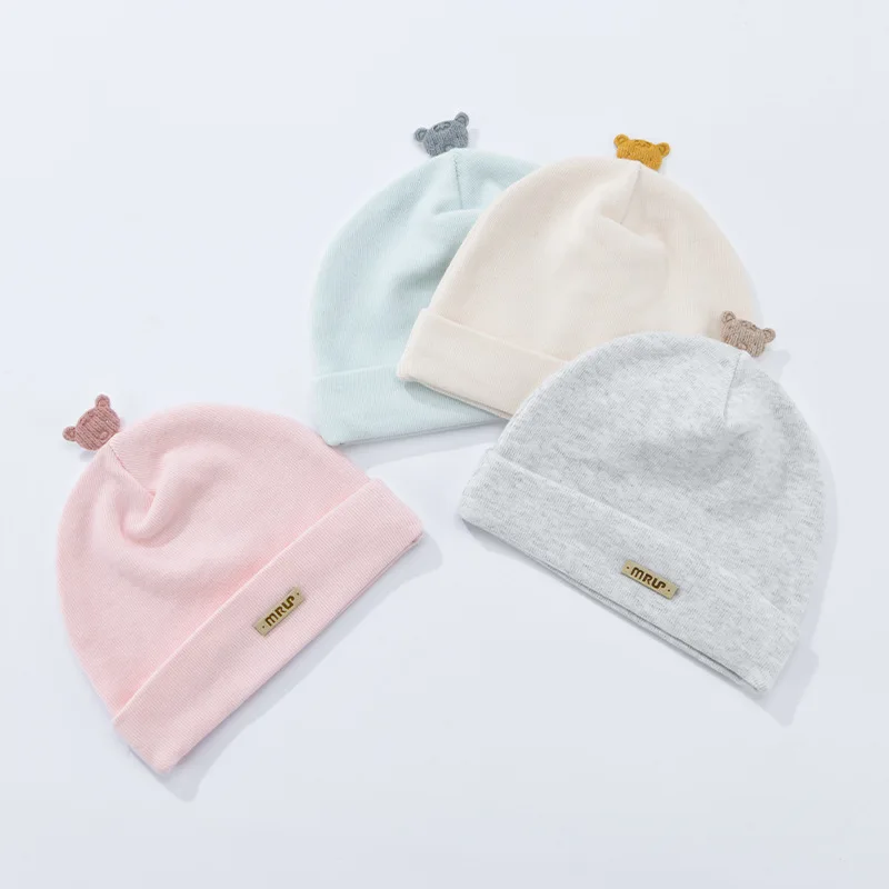 Gorro algodón suave con diseño oso para bebé recién nacido – Primavera/Otoño - imagen 3