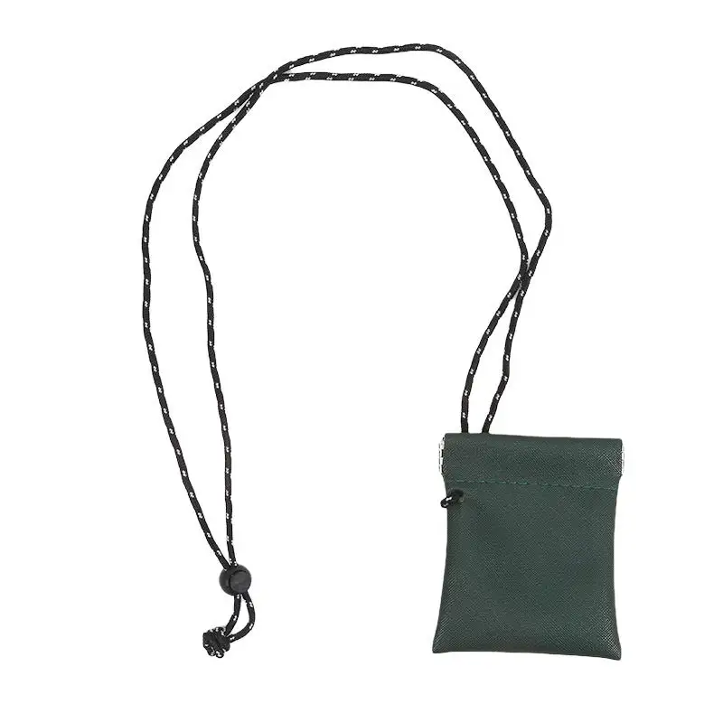 Bolsa de almacenamiento para auriculares para colgar en el cuello para evitar la pérdida, para hombres y mujeres, monedero pequeño, billetera, tarjetero de cuero, Mini monedero - imagen 5