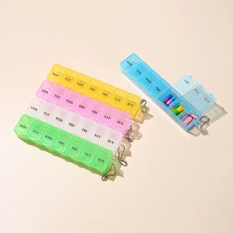 Soporte para tableta con organizador de pastillas semanal multicolor