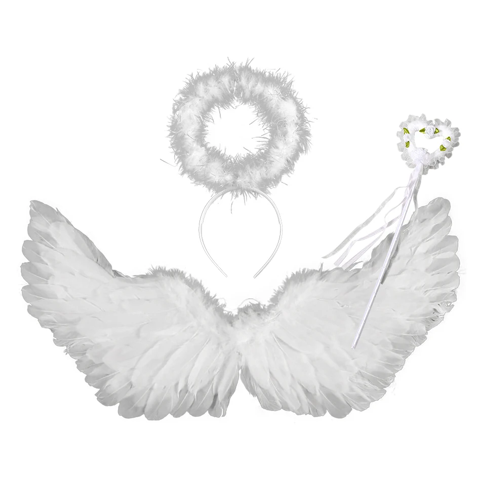 Alas ángel de plumas para bebé niño disponible en blanco - imagen 5