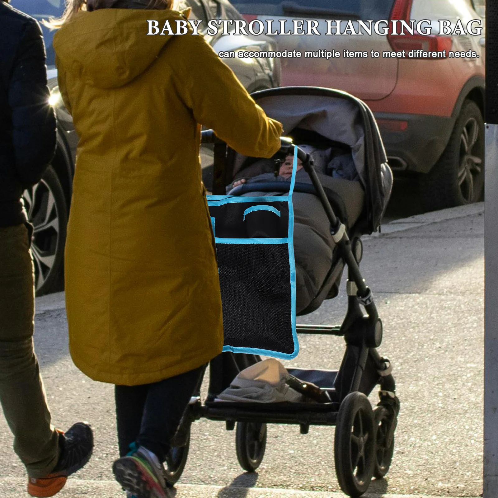 Bolsa colgante para cochecito de bebé, organizador multifuncional de gran capacidad, bolsa de almacenamiento portátil, accesorios esenciales para cochecito de bebé - imagen 4