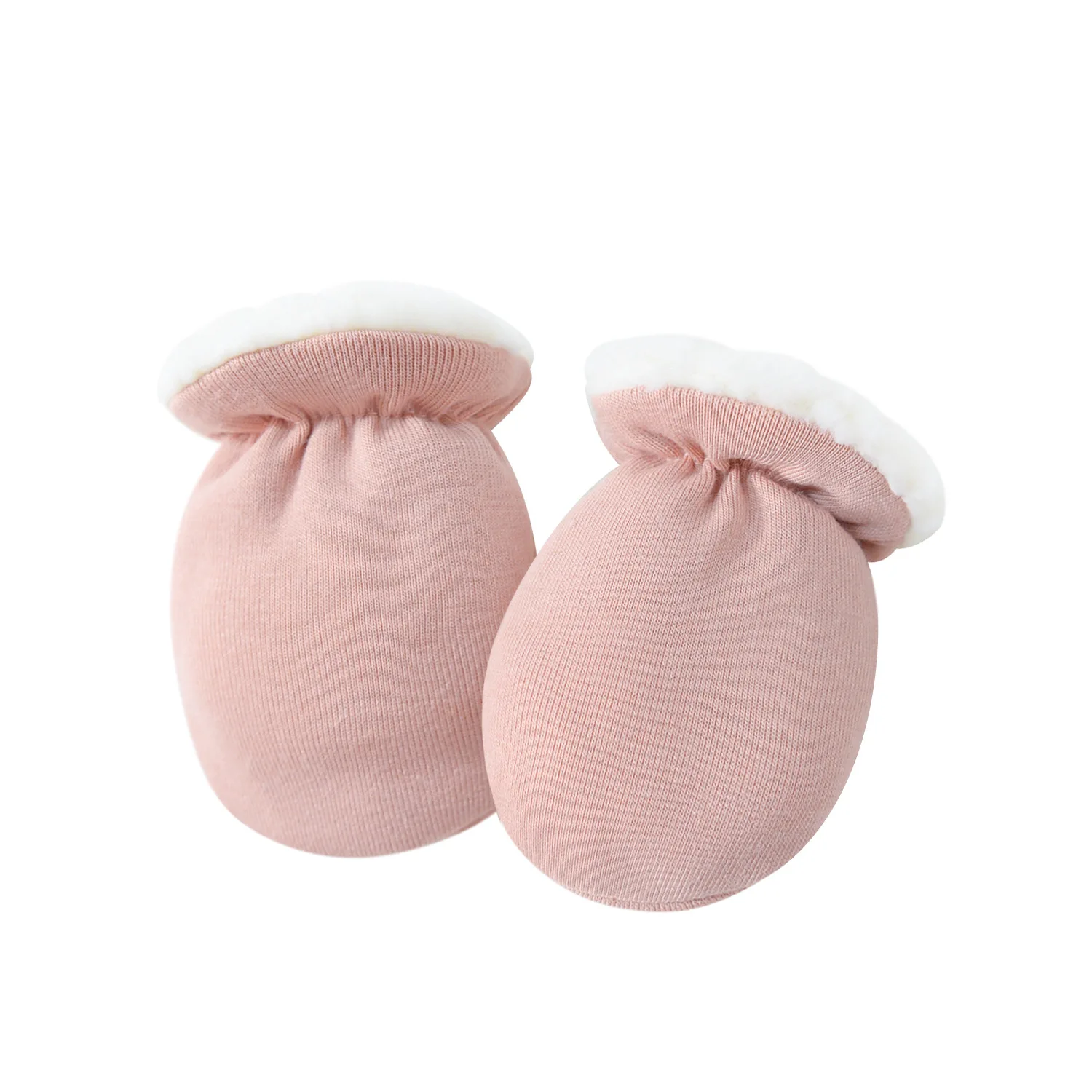 Manoplas peludas de lana cálida para recién nacidos, guantes para niños pequeños de Color sólido, guantes gruesos cálidos antiarañazos para bebés, novedad - imagen 3
