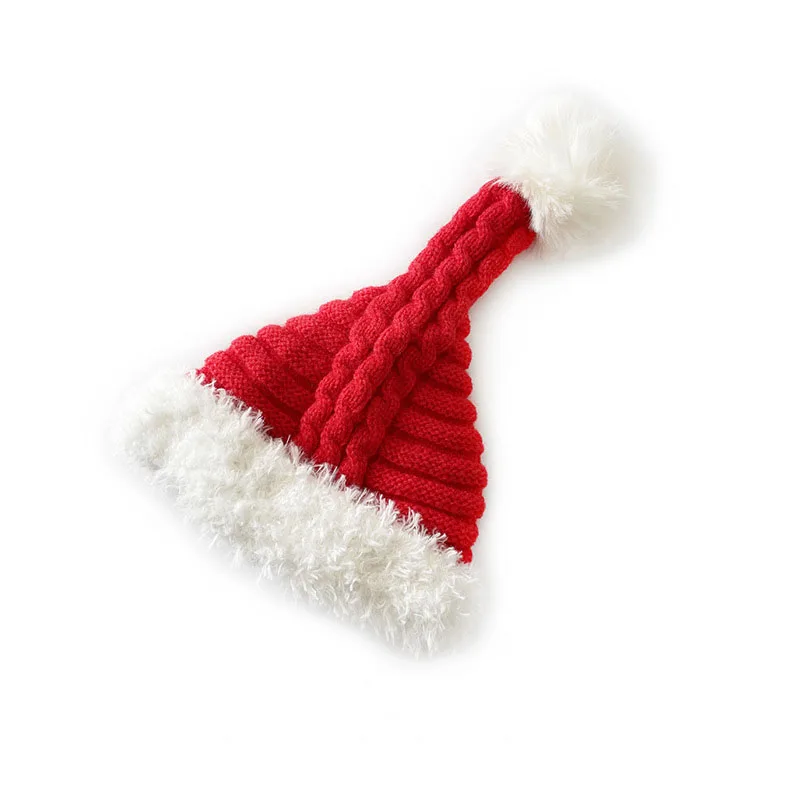 MILANCEL nuevo gorro de Navidad para bebé de invierno 0-4T lindo gorro de punto rojo para niños pequeños gorro de punto acolchado de lana para el día de Navidad