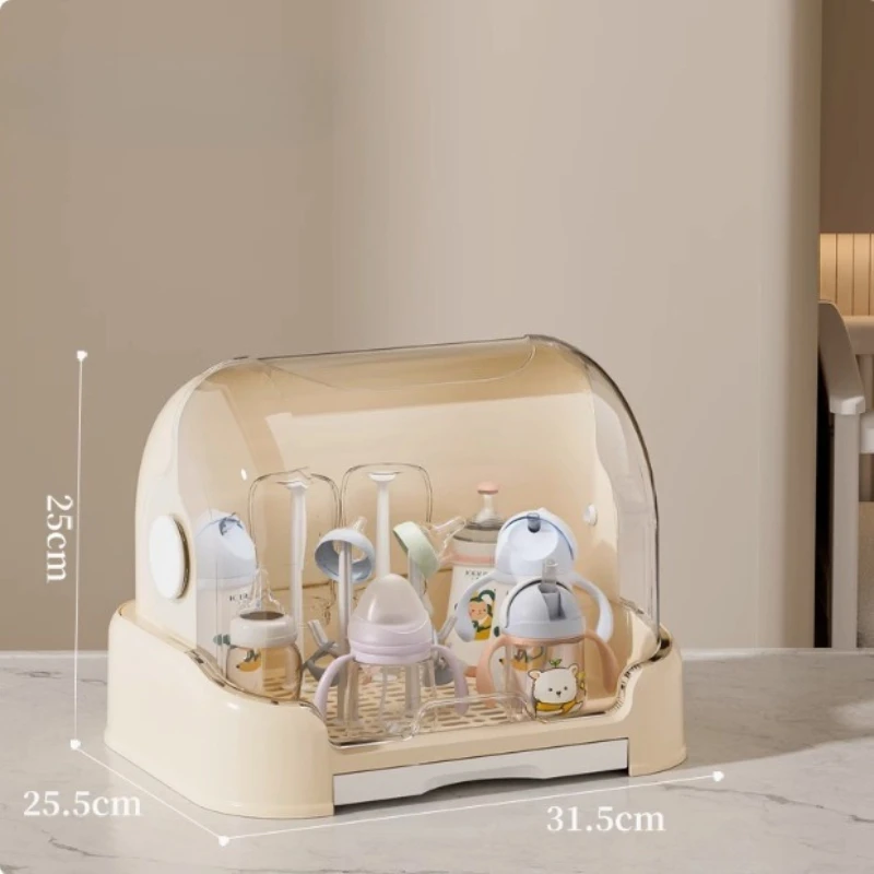 Caja organizadora de biberones con tapa, escurridor a prueba de polvo para vajilla de bebé, Material PP transparente, secado rápido, diseño grueso - imagen 5