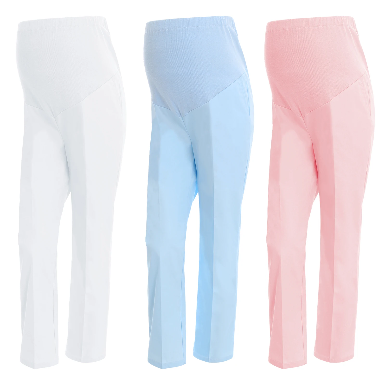Pantalones de embarazo con soporte de vientre y bolsillo elástico