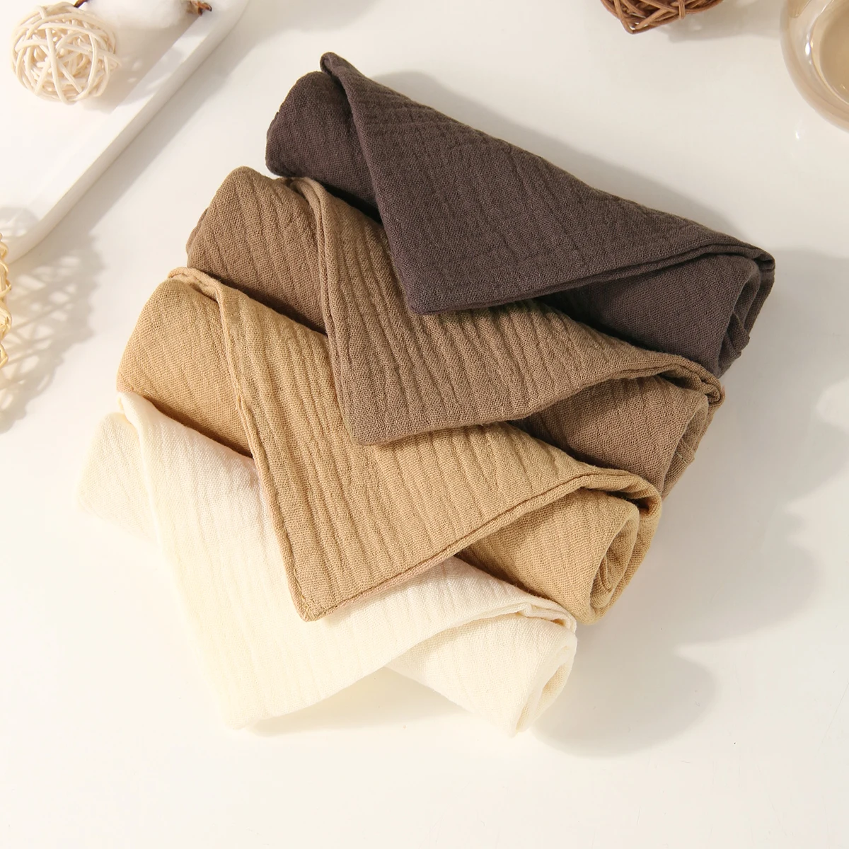 Toallas cuadradas de algodón de gasa absorbente suave para bebé, toallas para lavarse la cara de las manos, toallitas de muselina crepé para Saliva, paños faciales para bebés