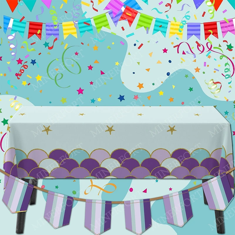 Mantel de dibujos animados con temática de La Sirenita, vajilla desechable para niña bajo el mar, decoración para fiesta de cumpleaños, Baby Shower - imagen 5