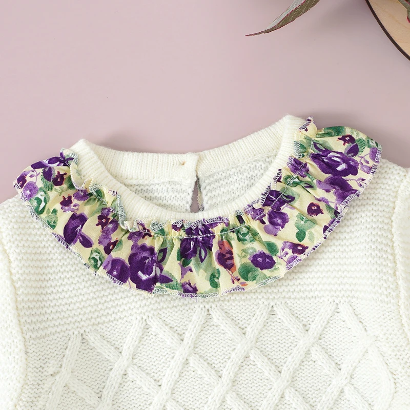 Vestido de suéter de manga larga para bebé, Falda de punto para niña, ropa para niño pequeño, vestido Floral de moda, cálido, suave, estilo princesa, otoño - imagen 4