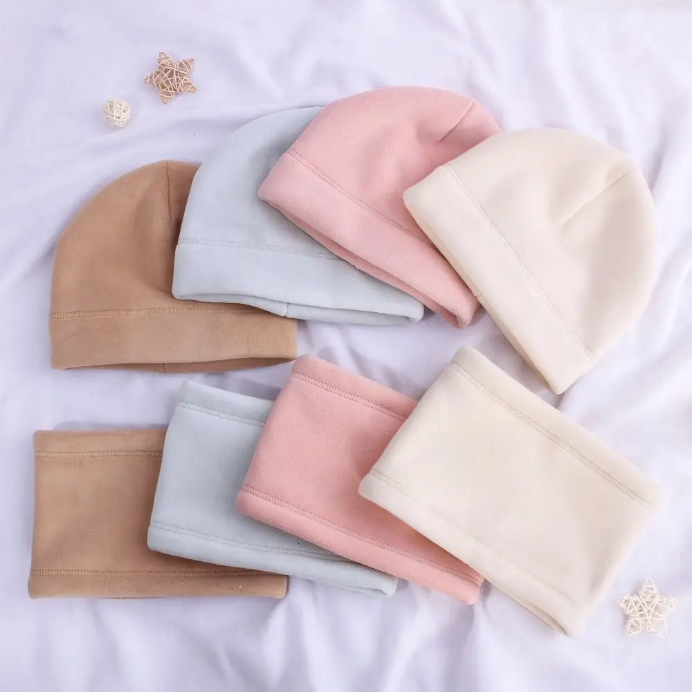 Material niños sombrero bufanda conjunto dibujos animados tela de algodón niñas cubierta para la cabeza diseño cálido gorros de Color sólido establece temporada de otoño - imagen 5