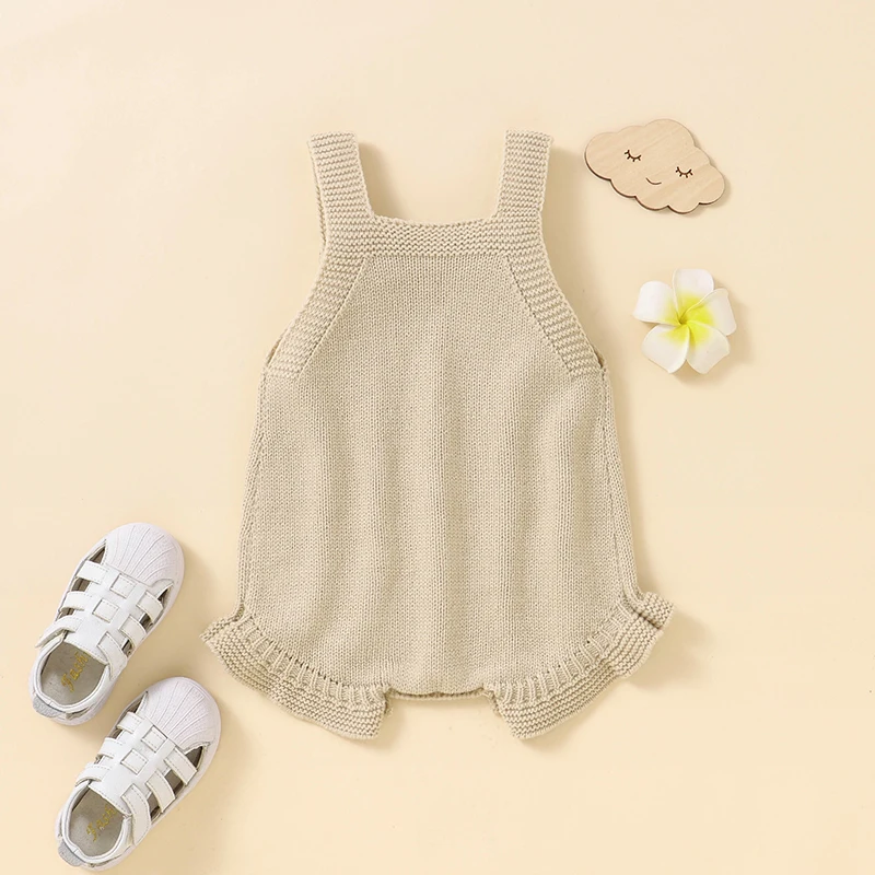 Body para bebé niña sin mangas de punto con tirantes para recién nacido, monos de una pieza, prendas de vestir para niño pequeño, trajes de 0 a 18m - imagen 2