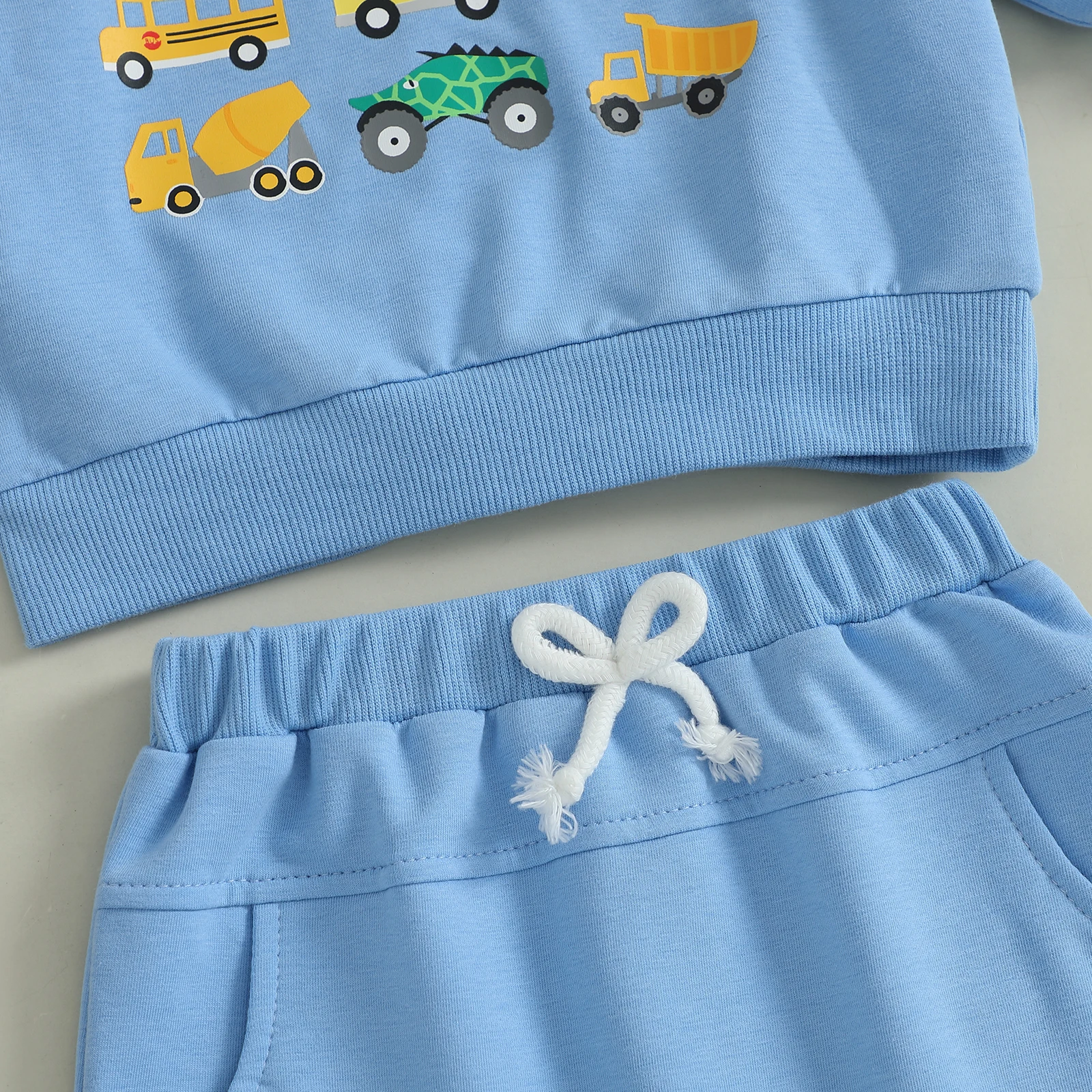 Conjunto de otoño para bebé, sudadera de manga larga con estampado de vehículo y pantalones de cintura elástica, ropa de 2 piezas para niños pequeños - imagen 5