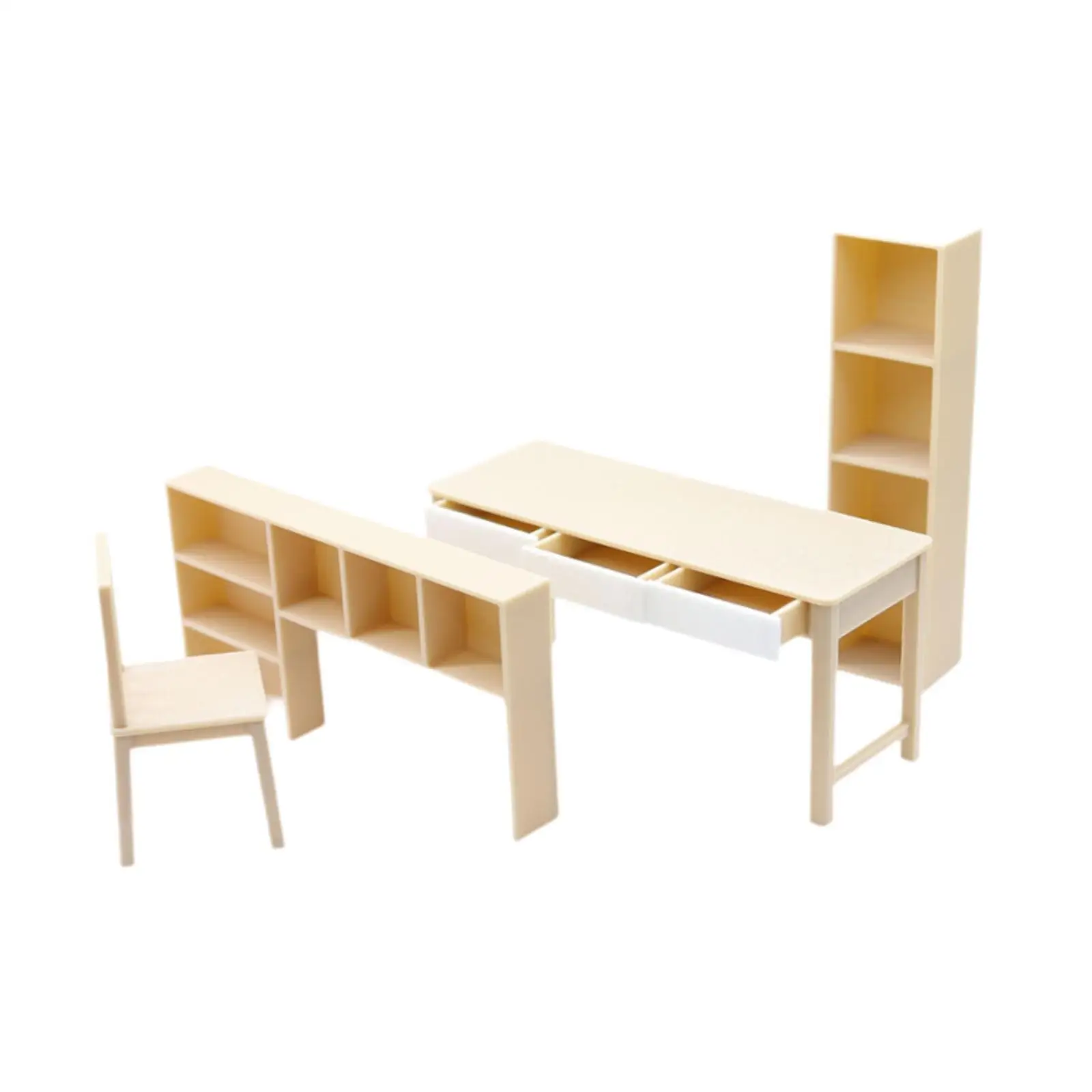 Modelo de escritorio y estantería para casa de muñecas a escala 1/12, microescena simulada, decoración de escena de habitación, muebles de casa de muñecas en miniatura - imagen 3