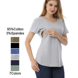 Camiseta de lactancia de algodón talla grande para embarazadas verano