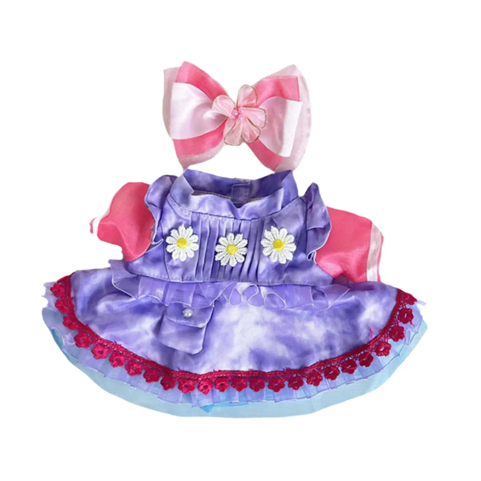 Set of 2 Dress and Bow Hairpin for 38cm Dolls, Ideal for New Year Gifts