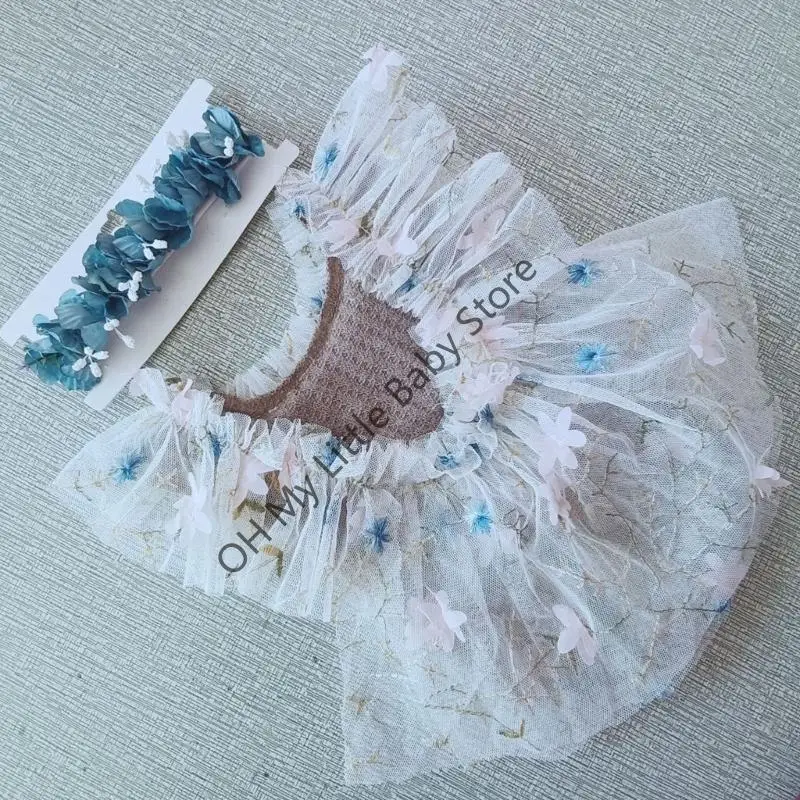 M76C 1 set encantador recién nacidos Fotografía Vestido Cabello Característica encaje Floral Floral - imagen 4