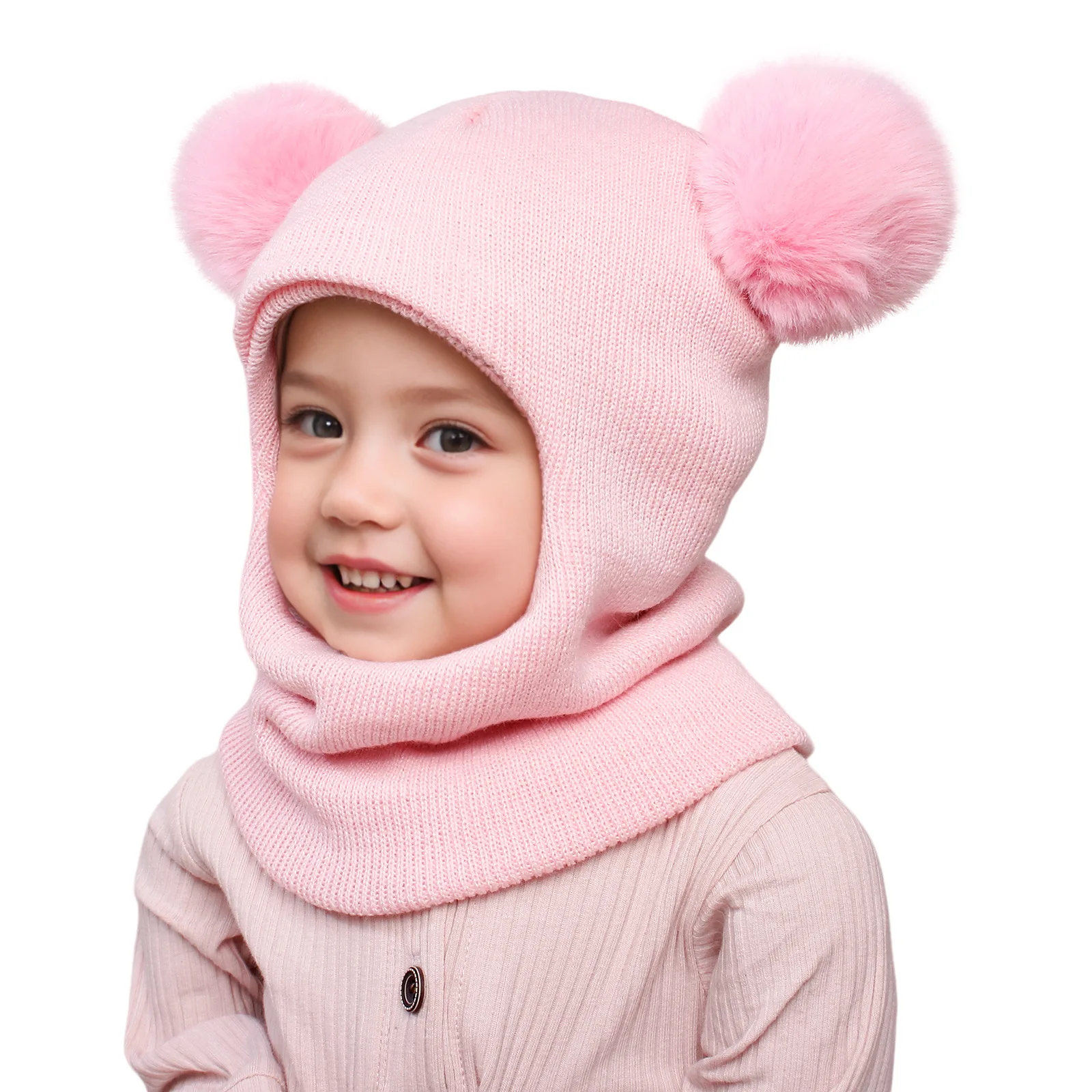 Bufanda integrada en gorro cálido para niños