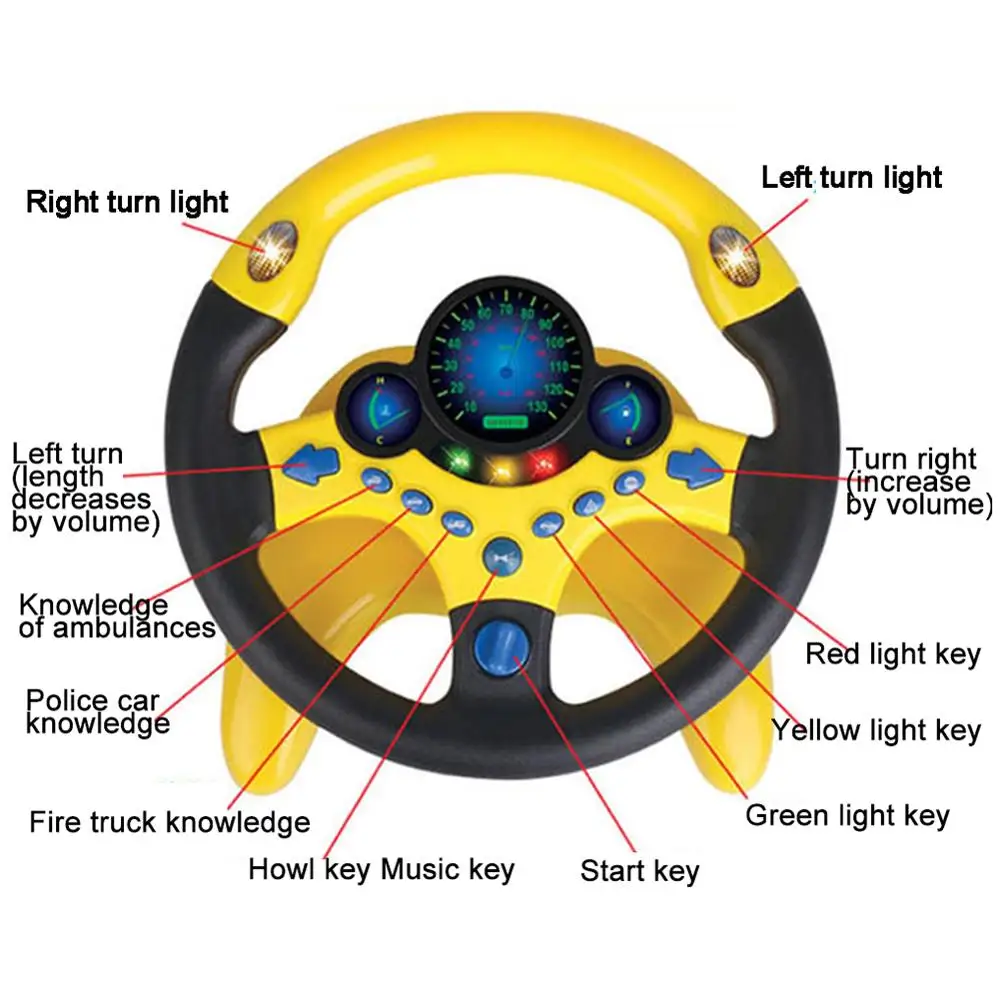 Volante infantil eléctrico con luces y sonido – Juguete educativo 3D - imagen 2