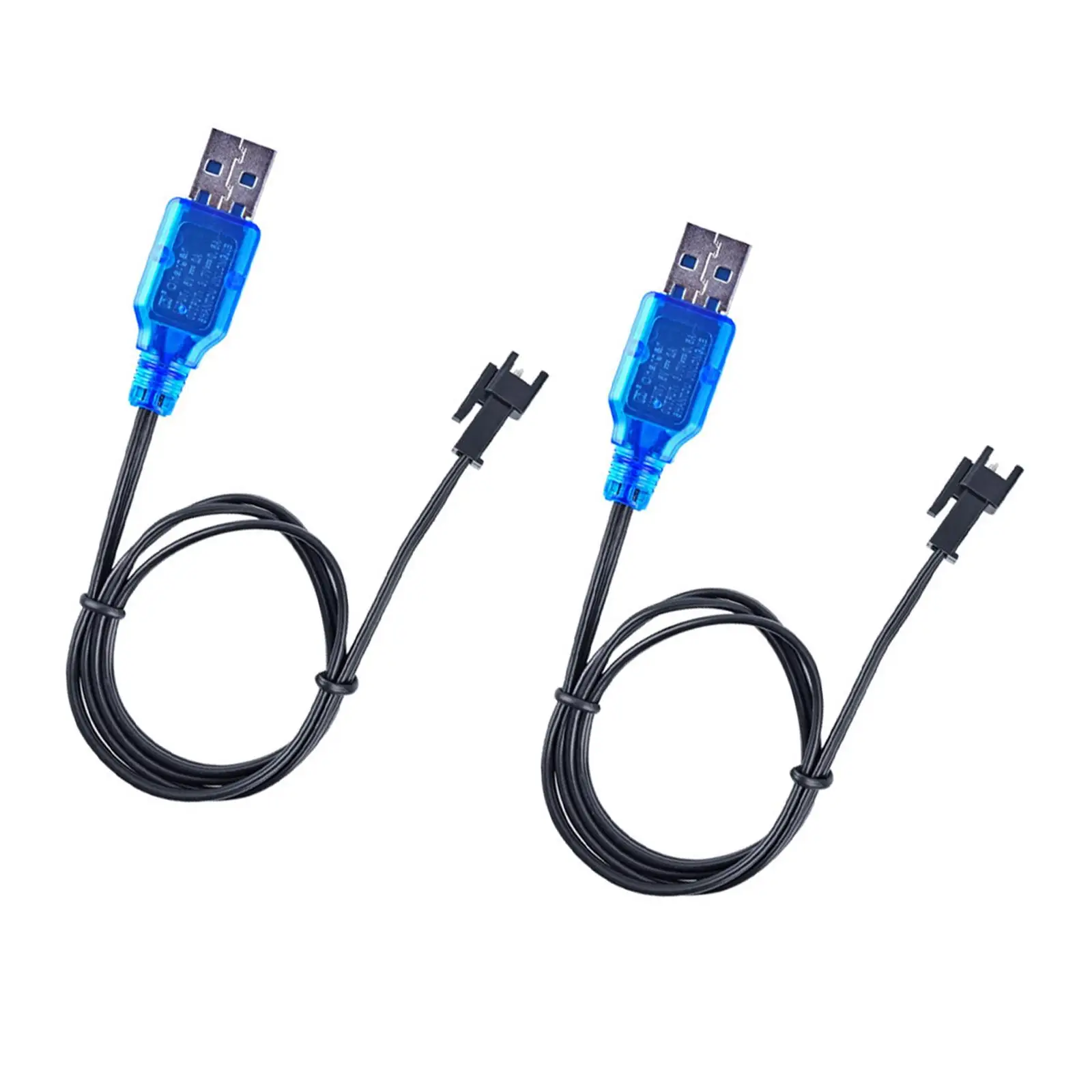 2 uds 3,7 V 400mAh Cables de carga USB 60cm de forma segura para juguetes RC coche barcos barcos